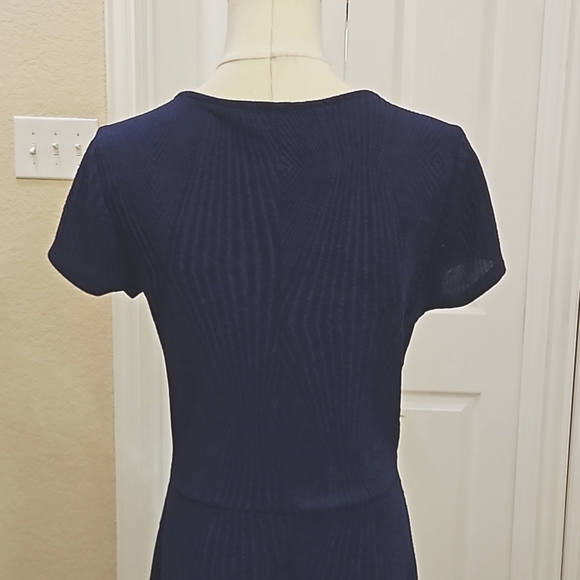 TRIXXI Clothing Company Blue V Neck A Line Short Sleeve Skater Dress Size Large - Picture 4 of 9